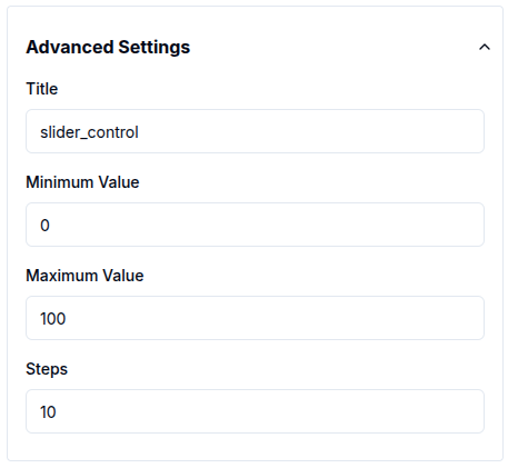 Slider chart settings